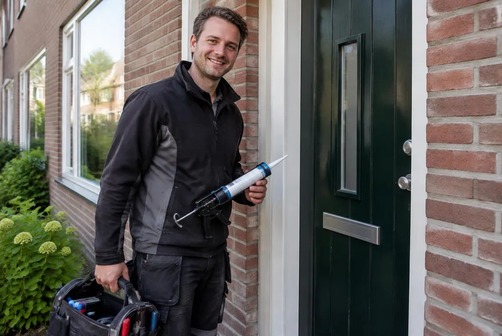 Vakman van Kitbedrijf Culemborg bij de voordeur van een woning